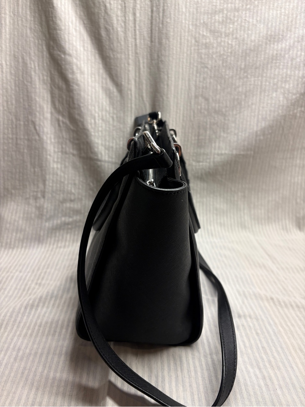 Michael Kors Black Leather Tote with Silver-Tone Hardware - Picture 2 of 9